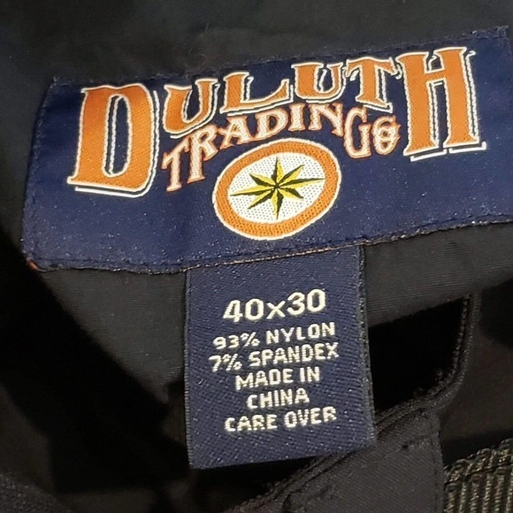 Duluth Trading Co Cargo Pants Mens 40x30 Belted Black Nylon Hiking Zip Fly - Picture 5 of 7